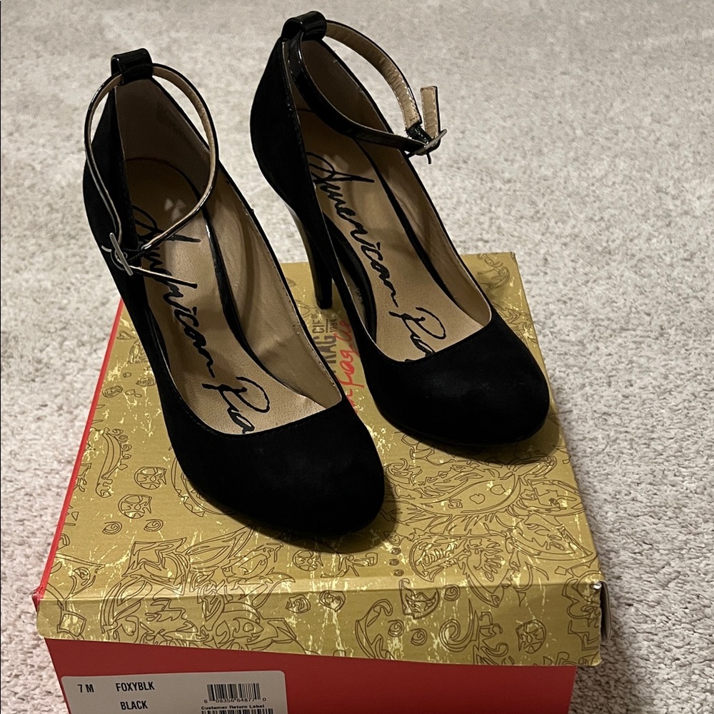 American Rag Black Ankle Strap Heels